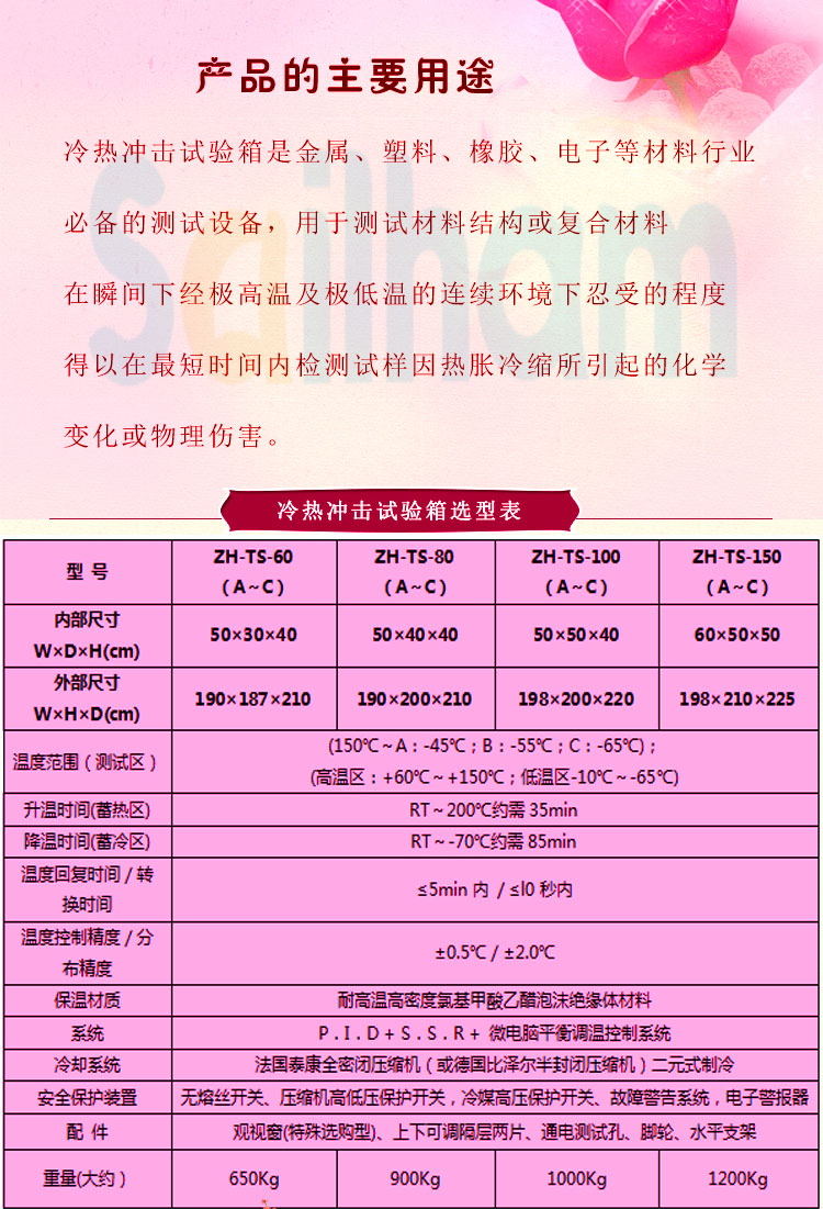 冷熱沖擊試驗箱選型表